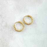 Candongas Carril 1.35gr / 1.1cm / Circones Blancos Oro Amarillo 18K