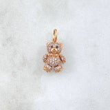 Dije Oso Articulado 2.25gr / 2cm / Circones Blancos Oro Rosa 18K