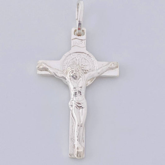Pendant Cross Christ Saint Benedict 2 g / 1 1/4 in Silver 925