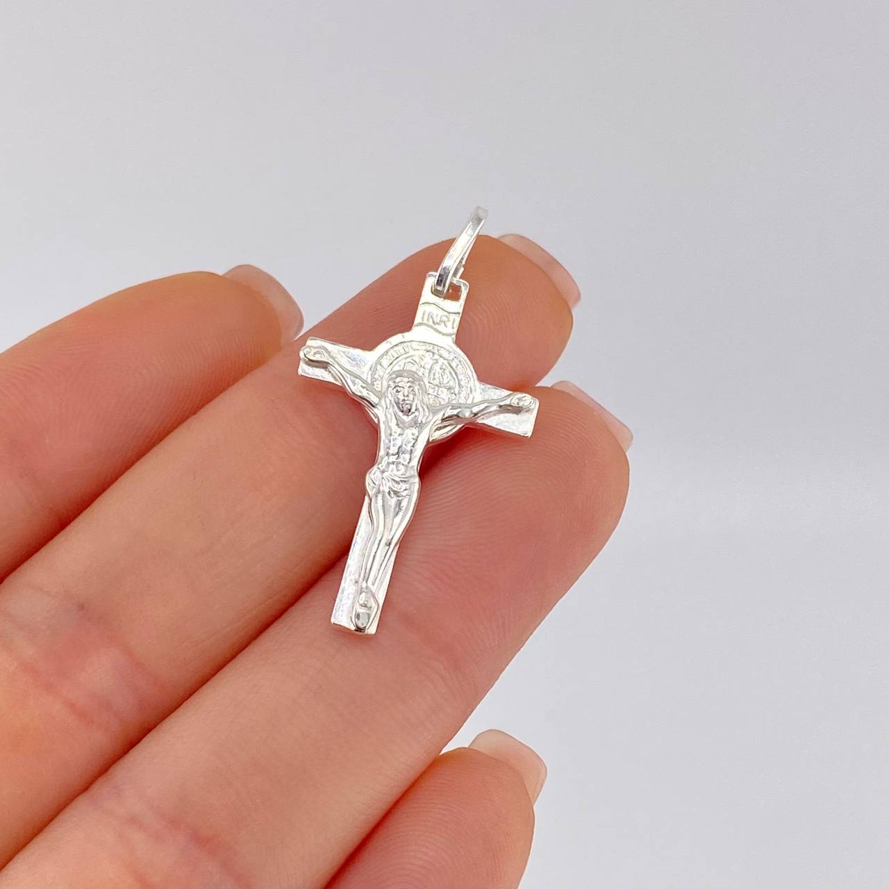 Pendant Cross Christ Saint Benedict 2 g / 1 1/4 in Silver 925