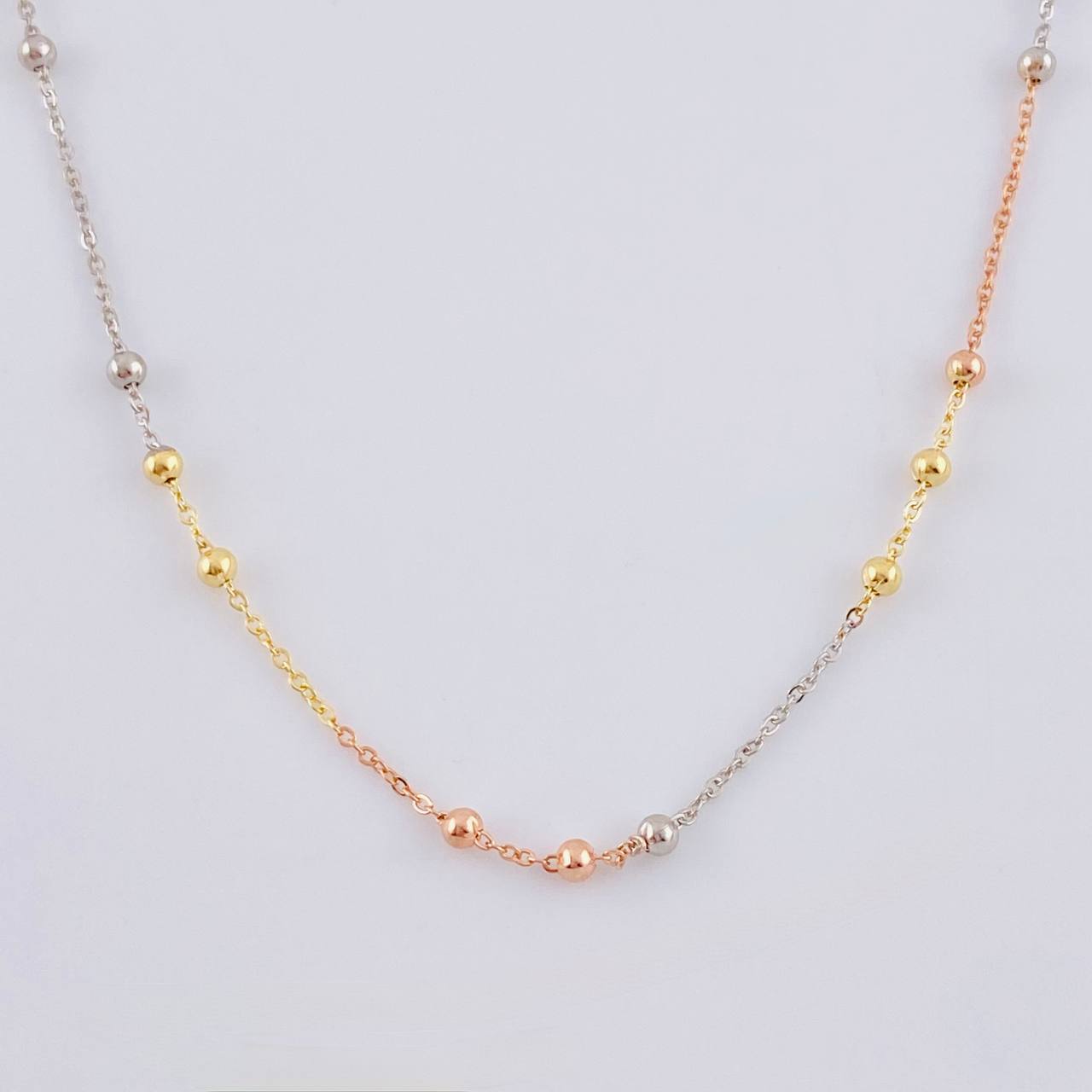 Classic Link Chain Beads 1.7 g / 17 1/2 in / 1.8 mm Three Golds 18K