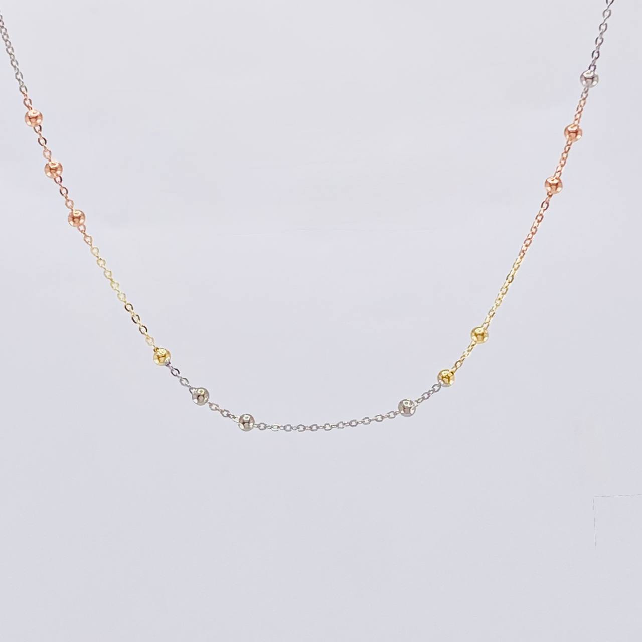 Classic Link Chain Beads 1.7 g / 17 1/2 in / 1.8 mm Three Golds 18K