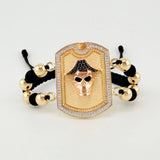 Pirate Skull Woven Bracelet Three Golds 18K