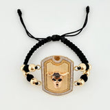 Pirate Skull Woven Bracelet Three Golds 18K
