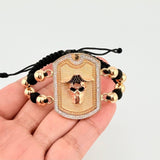Pirate Skull Woven Bracelet Three Golds 18K