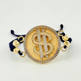 Woven Bracelet Libra Sign Two Golds Yellow White 18K