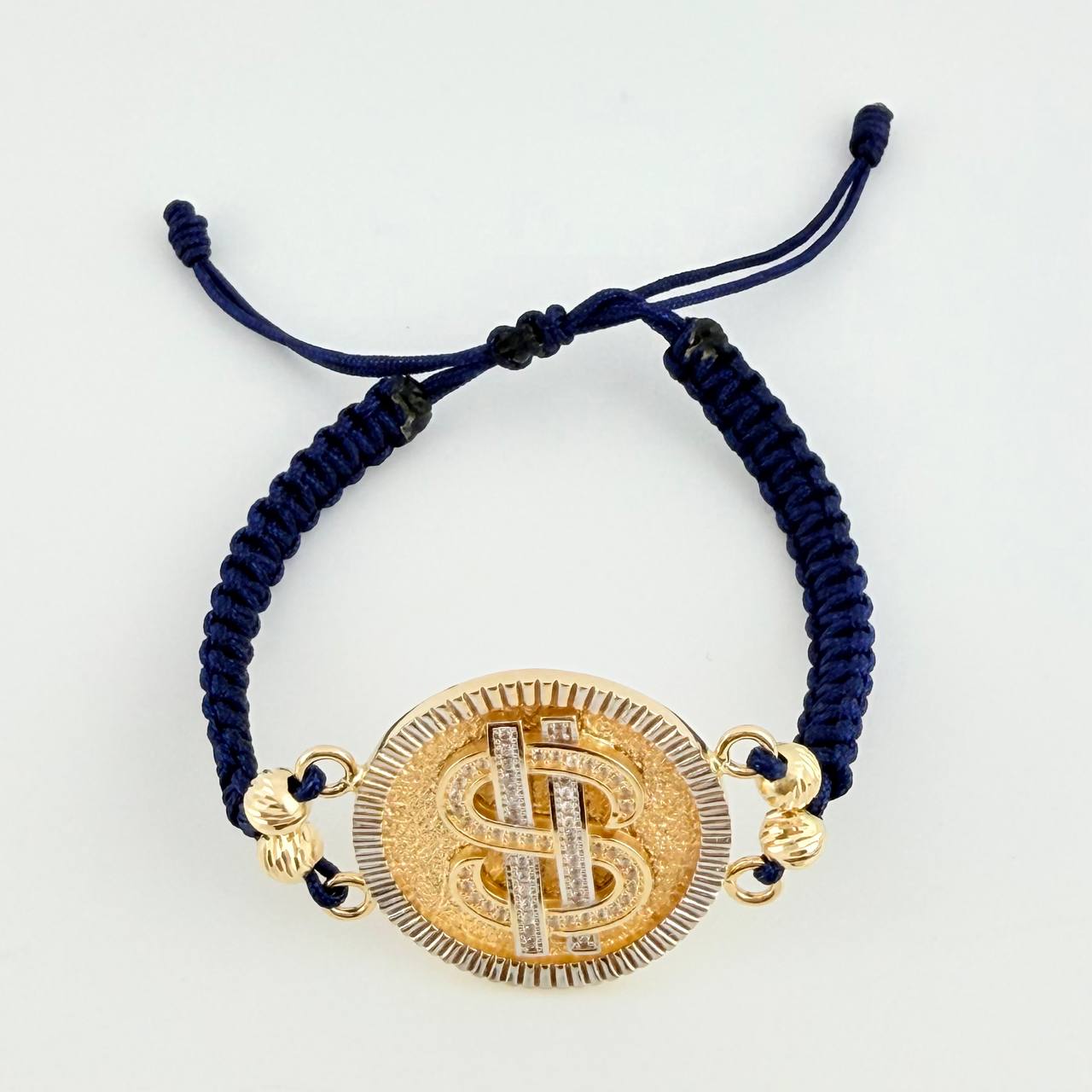 Woven Bracelet Libra Sign Two Golds Yellow White 18K