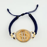 Woven Bracelet Libra Sign Two Golds Yellow White 18K