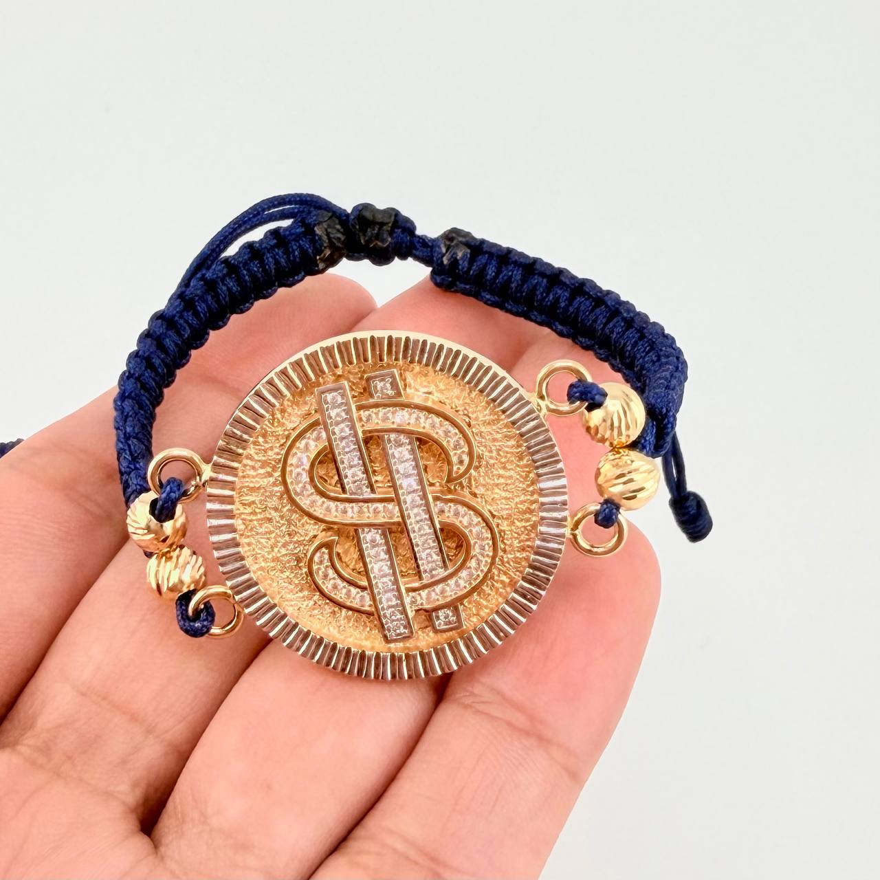 Woven Bracelet Libra Sign Two Golds Yellow White 18K