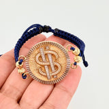Woven Bracelet Libra Sign Two Golds Yellow White 18K