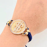 Woven Bracelet Libra Sign Two Golds Yellow White 18K