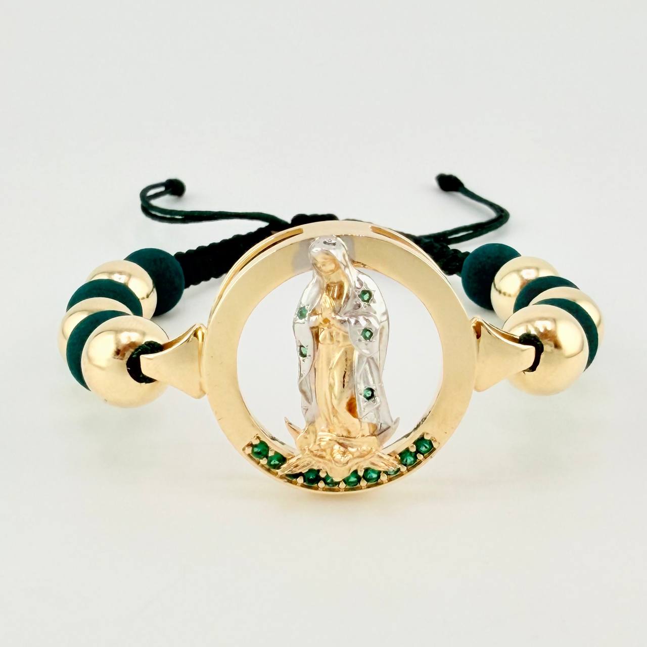 Woven Bracelet Virgin Guadalupe Two-Tone Yellow White Gold 18K