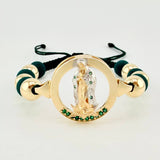 Woven Bracelet Virgin Guadalupe Two-Tone Yellow White Gold 18K