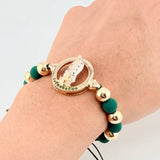 Woven Bracelet Virgin Guadalupe Two-Tone Yellow White Gold 18K