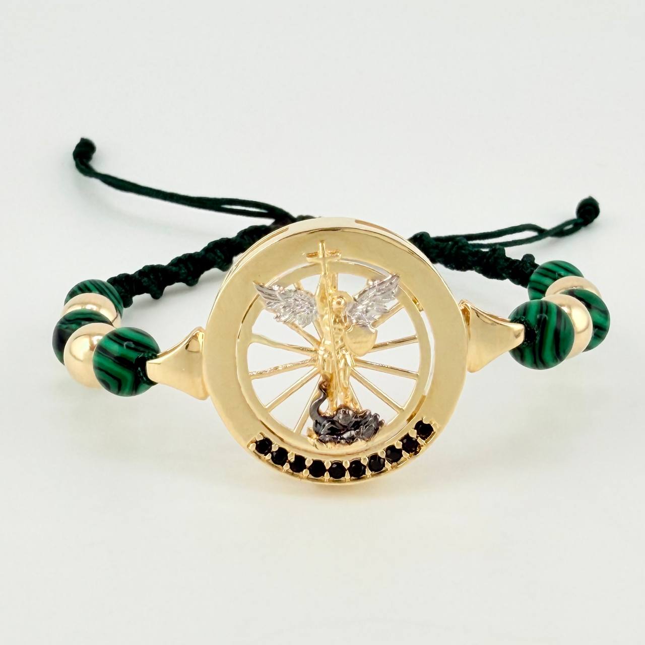 Woven Bracelet Saint Michael Archangel Two-Tone Yellow White Gold 18K