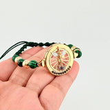 Woven Bracelet Saint Michael Archangel Two-Tone Yellow White Gold 18K
