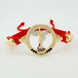 Woven Bracelet Saint Michael Archangel Two-Tone Yellow White Gold 18K