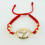 Woven Bracelet Saint Michael Archangel Two-Tone Yellow White Gold 18K