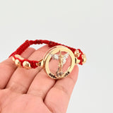 Woven Bracelet Saint Michael Archangel Two-Tone Yellow White Gold 18K