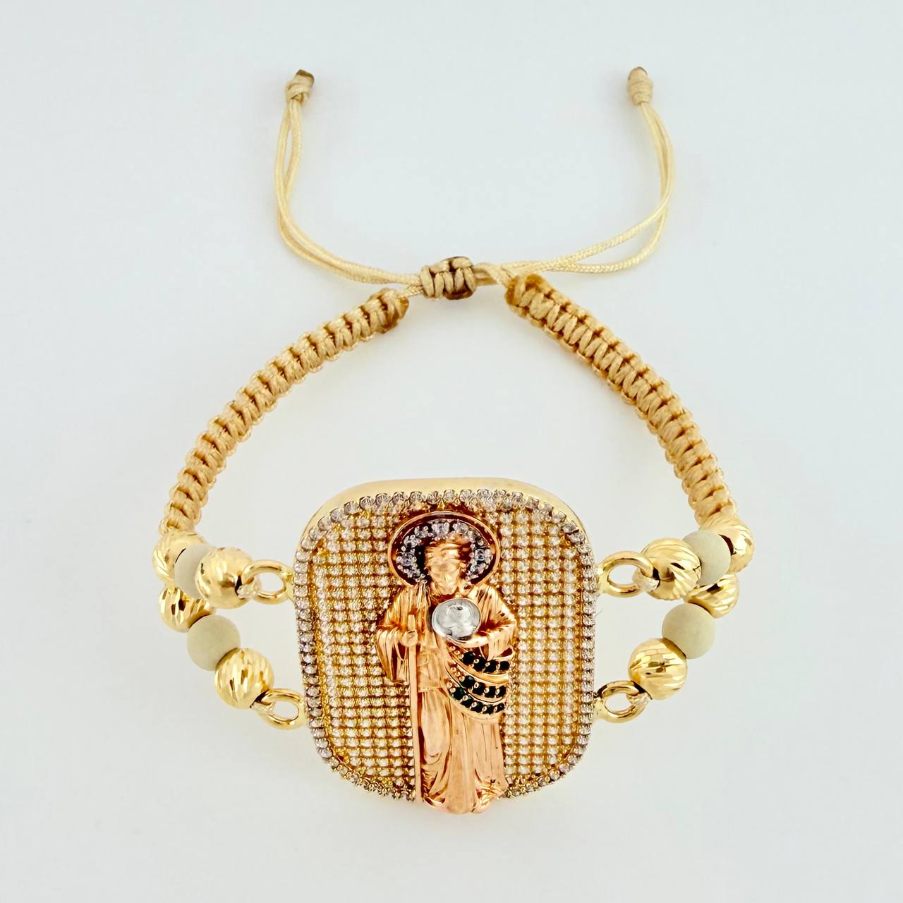 San Judas Woven Bracelet Three Golds 18K