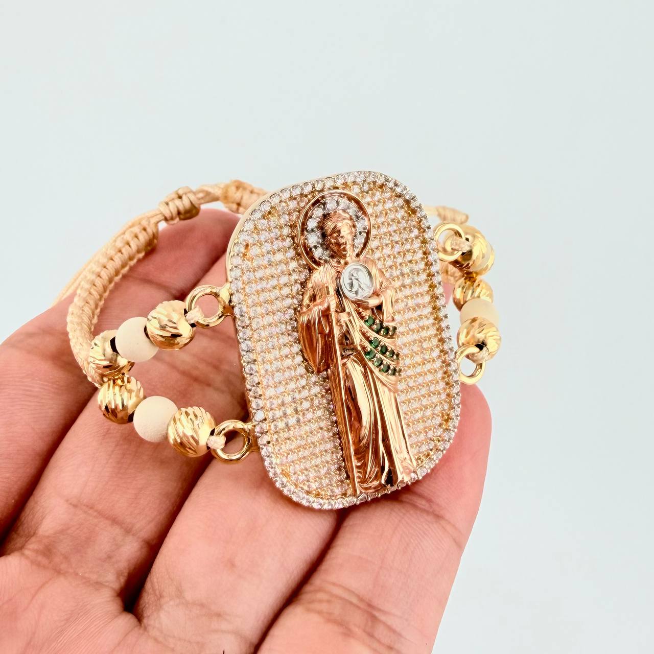 San Judas Woven Bracelet Three Golds 18K