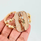 San Judas Woven Bracelet Three Golds 18K