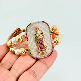 Woven Bracelet Virgin Guadalupe Two Golds Yellow Pink 18K