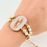 Woven Bracelet Virgin Guadalupe Two Golds Yellow Pink 18K