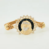 Woven Bracelet Christ Two Golds Yellow White 18K