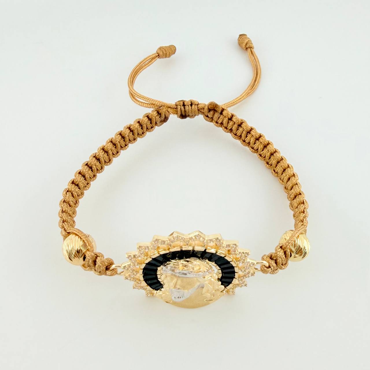 Woven Bracelet Christ Two Golds Yellow White 18K