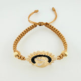Woven Bracelet Christ Two Golds Yellow White 18K