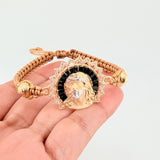 Woven Bracelet Christ Two Golds Yellow White 18K