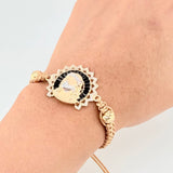 Woven Bracelet Christ Two Golds Yellow White 18K