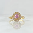 Dense Halo Ring 3.75gr / T6 1/2 / White Zircons Pink Yellow Gold 18K