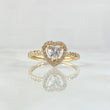 Anillo Halo Corazon 2gr / T6 3/4 / Circones Blancos Oro Amarillo 18K