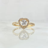 Halo Heart Ring 2.05g / T7 / White Zirconia Yellow Gold 18K