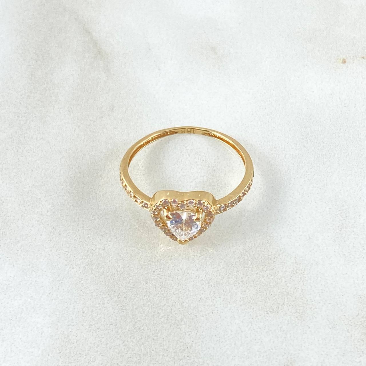 Halo Heart Ring 2.05g / T7 / White Zirconia Yellow Gold 18K