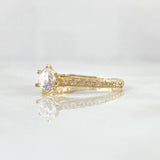 Anillo Solitario Cetro Basteado 2.25gr / T6 / Circones Blancos Oro Amarillo 18K