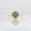 Flower Ring Seal 2.65gr / T7 1/2 / White Green Zirconia Yellow Gold 18K