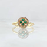 Flower Ring Seal 2.65gr / T7 1/2 / White Green Zirconia Yellow Gold 18K