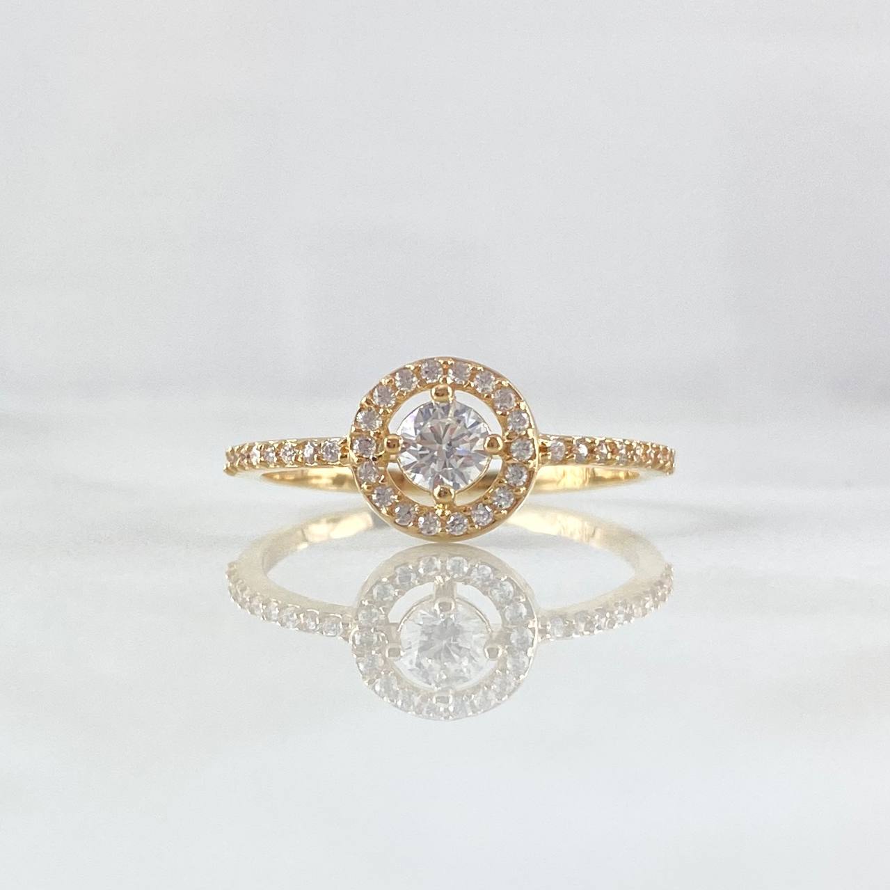 Halo Ring 2g / T7 3/4 / White Zirconia Yellow Gold 18K