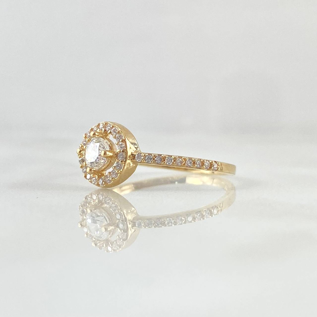Halo Ring 2g / T7 3/4 / White Zirconia Yellow Gold 18K