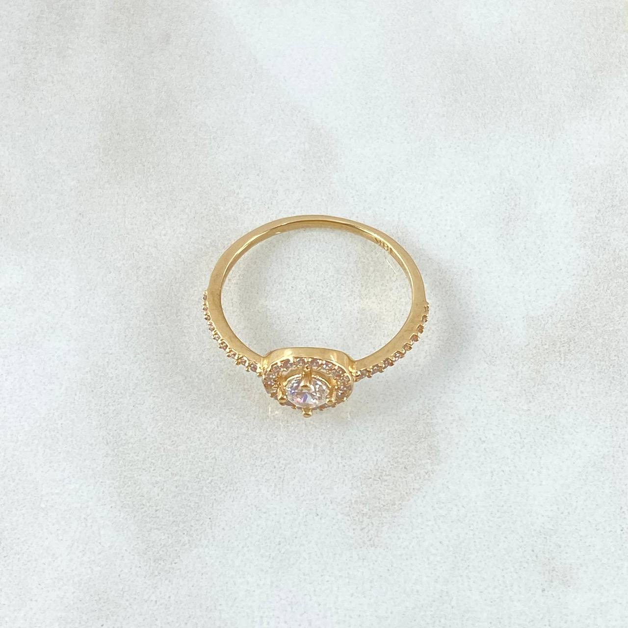 Halo Ring 2g / T7 3/4 / White Zirconia Yellow Gold 18K