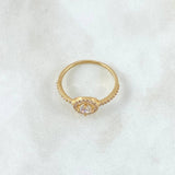 Halo Ring 2g / T7 3/4 / White Zirconia Yellow Gold 18K