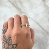 Halo Ring 2g / T7 3/4 / White Zirconia Yellow Gold 18K