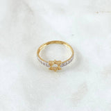 Star of David Ring 1.5gr / T7 1/4 / White Zircons Two Yellow White Gold 18K