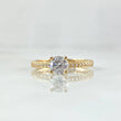 Ring Solitaire Scepter 1.95gr / T6 3/4 / White Zircons Yellow Gold 18K