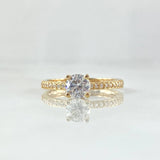 Ring Solitaire Scepter 1.95gr / T6 3/4 / White Zircons Yellow Gold 18K