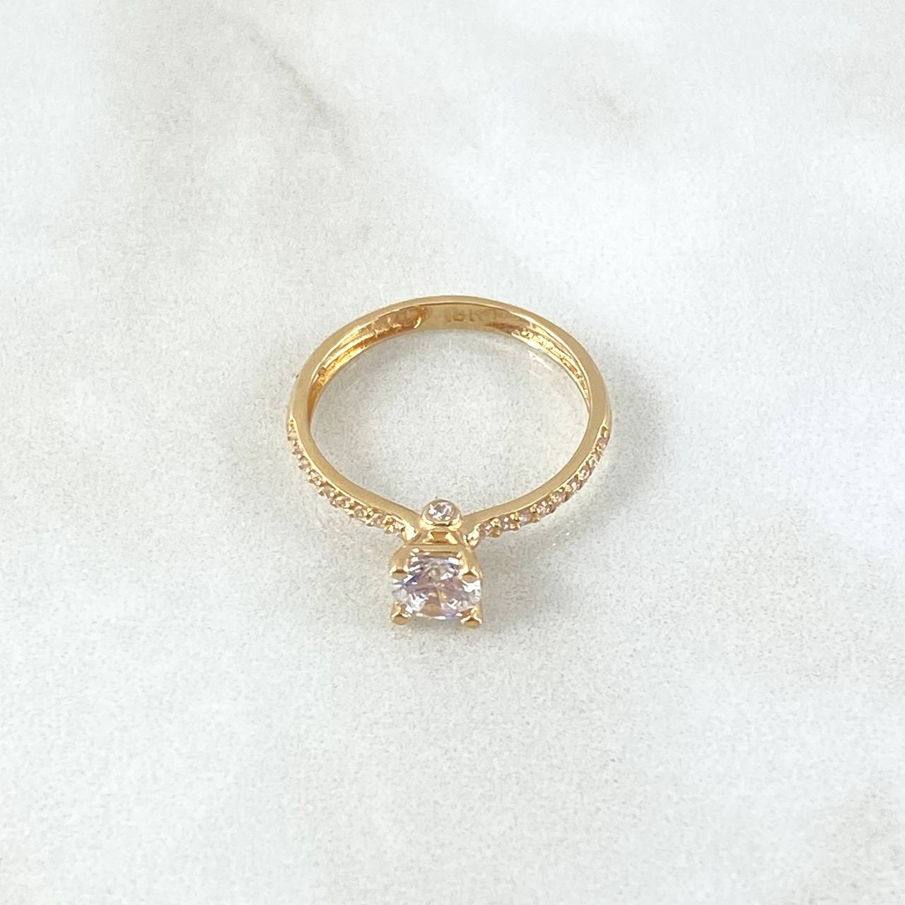 Ring Solitaire Scepter 1.95gr / T6 3/4 / White Zircons Yellow Gold 18K