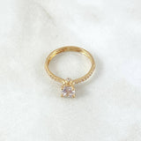 Ring Solitaire Scepter 1.95gr / T6 3/4 / White Zircons Yellow Gold 18K